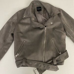 Faux suede biker jacket